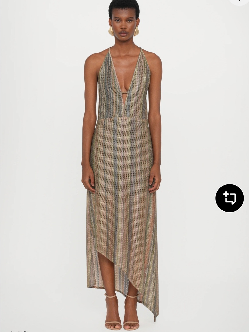 Iro Emman plunge shimmer knit asymmetrical open back maxi dress 42 / 10